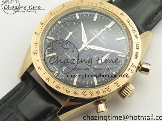 0102 Speedmaster ’57 Co-Axial RG OMF 1:1 Best Edition Black Dial On Leather Strap A9300 (Free Leather Strap) Resilient 8064